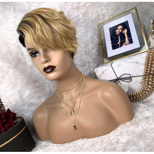 Woman's romance 8-14inches Frontal Bob Wave pixie curls wig Virgin Human Hair Brazilian 13X4 Short Bob Natural Black